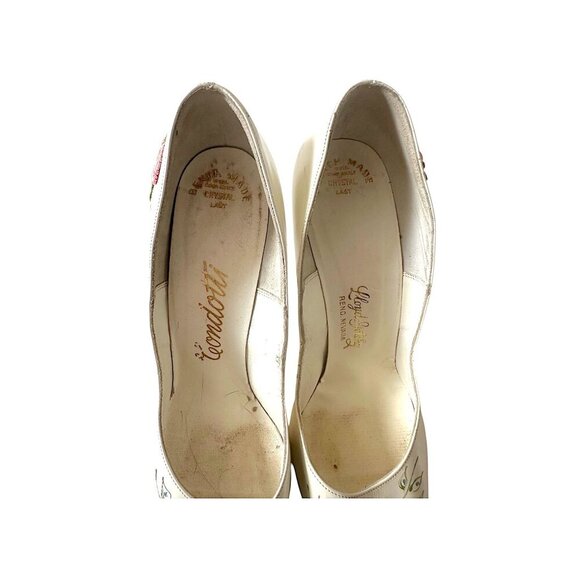 Vintage Condotti Floral Appliqué Heels – White Pumps 8.5 M - Picture 8 of 13
